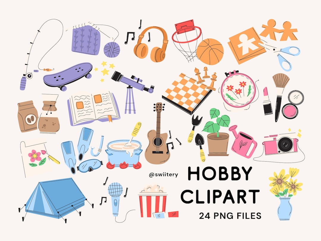 Hobby Clipart Set PNG Free Time Activity Illustration Digital 