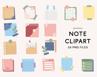 Note Clipart PNG | Paper Graphics For Planner Decor | Post it Sticky Notes Diary | Digital Instant Download