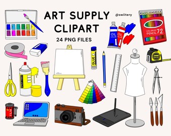 Art Supply Clipart Set PNG, Hobby Craft Material Illustration | Digital Instant Download