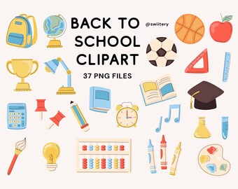 Back to School Clipart Set PNG, Education Learning Illustration | Digital Instant Download