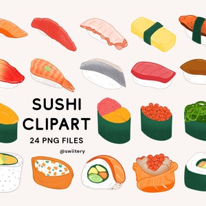 Sushi Clipart PNG | Japanese Food Graphics For Sushi Lover | Restaurant, Asian, Cooked, Cuisine | Digital Instant Download