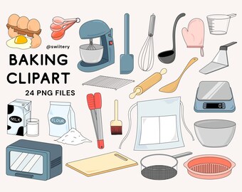 Baking Clipart Set PNG, Home Cook, Baking Tool Illustration | Digital Instant Download