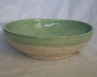 Small Bowl in Sea Salt and Turquoise (textured off white and light green)