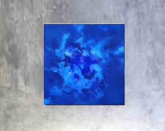 Gemälde Bild abstrakt elegant "Blue Laguna" 60 x 60 x 2 cm auf Keilrahmen fertig zum Aufhängen