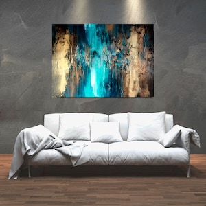 Quadro dipinto a mano in acrilico dorato, dipinto astratto, 100 x 80, &quot;Perfect Gold&quot;, tela montata su telaio