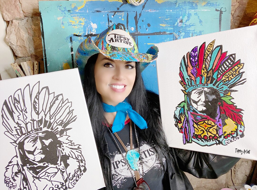 DIY CUSTOM Line Art On 11 X 14 Canvas Featuring Geronimo For Etsy