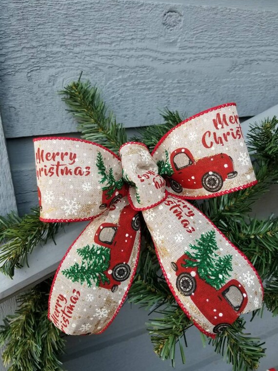 Red Truck Christmas Bows Set Of 4 Christmas Bows Christmas Etsy