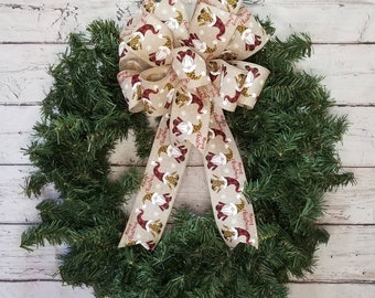 Set of 2 Wired Gnome Red and Black Buffalo Check Bow, Leopard Print, Christmas Bows, Wreath Bows, Fence Bows, Large Bows, Rustic Decorations