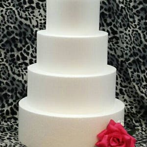 4 pc Round Cake Dummy Set 4" Thick 6" 8" 10" 12" EPS Foam, Wedding, Styrofoam, Fake Cake