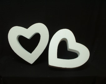 2 pc set EPS Styrofoam OPEN HEARTS Size 12" x 2" Thick Craft Valentine Wedding Floral