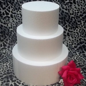 3 pc Round Cake Dummy Set 3&quot; Thick 6&quot; 8&quot; 10&quot; EPS Foam, Wedding, Styrofoam, Fake Cake