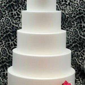 5 pc Round Cake Dummy Set 3&quot; Thick 6&quot; 8&quot; 10&quot; 12&quot; 14&quot; EPS Foam, Wedding, Styrofoam, Fake Cake