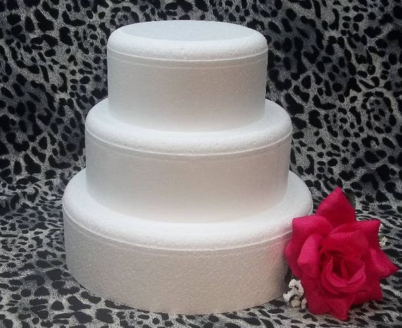 3pc ROUND CAKE DUMMY set w/round edges 4 Thick by 6, 8, 10 EPS Foam  Wedding