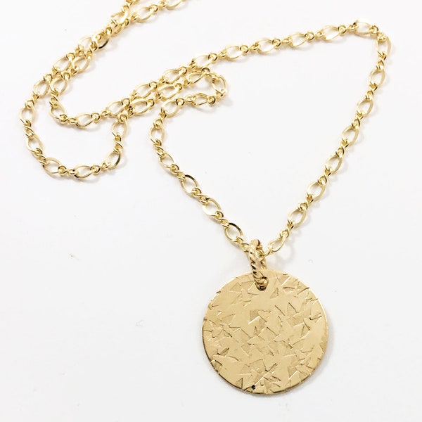 Gold Circular Pendant Necklace