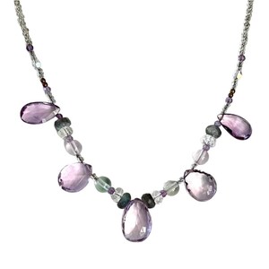 Pink Amethyst Flourite Gemstone Necklace