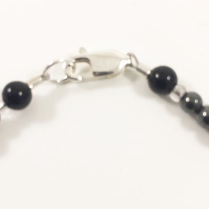 Hematite Silver Bracelet Silver Black Jewelry Gift For Mom Under 50 Classic Bracelet Everyday Swarovski Crystals image 3
