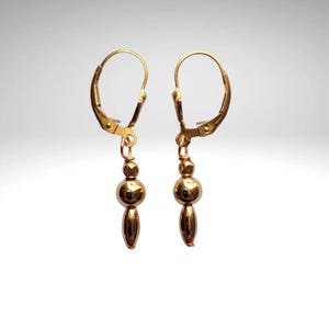 14KGF Gold Lever Back Earrings: Minimalist Dangle Jewelry