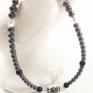 Hematite Silver Bracelet Silver Black Jewelry Gift For Mom Under 50 Classic Bracelet Everyday Swarovski Crystals image 4