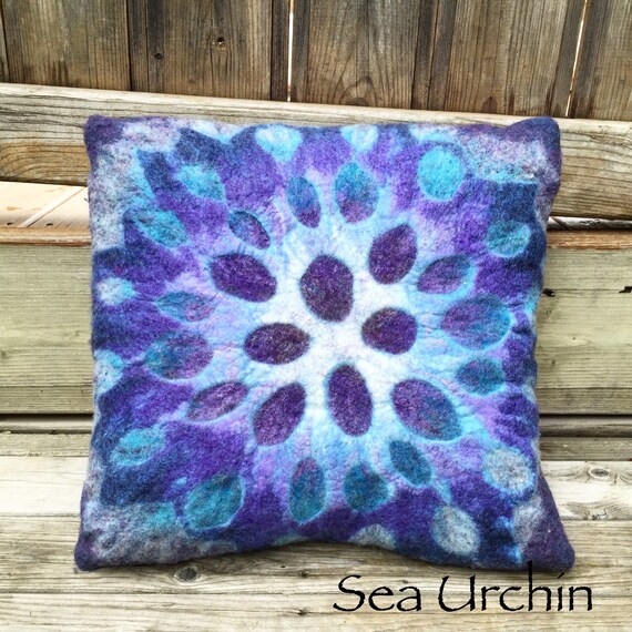 Items similar to Custom Felted Art Pillow Cover, Merino Wool, Silk