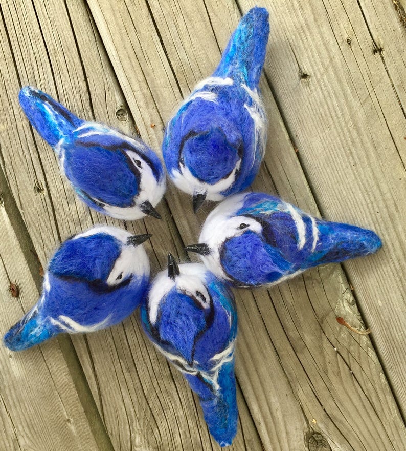 Felted Blue Jay christmas Tree ornament Blue Tree Ornament Etsy