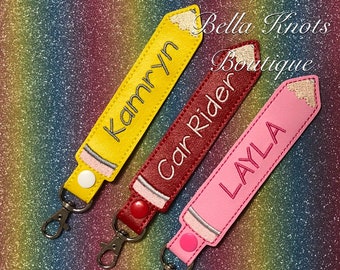 Personalized Name Tag, Personalized Back Pack Name Tag, Pencil Snap Tab, Personalized Name Tag, Keychain, First Day of School, Pencil Tag