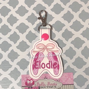 Personalized Ballet Slippers Name Tag: Embroidered Dance Bag Label