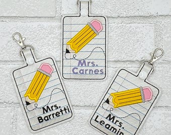 Personalized Teacher ID Badge Holder: Faux Leather, Notebook Design