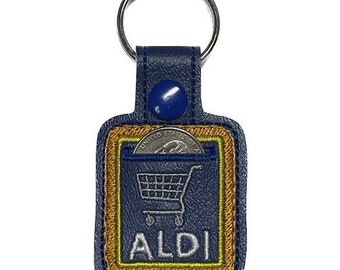Aldi quarter holder keychain, Aldi coin keeper Shopping cart keychain that holds quarter