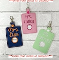 Teacher Alarm Personalized ID Badge Holder, Teacher Alarm Holder,Alarm Badge with Hole, Choose Bottom hole or Top Hole, Choose Your Font