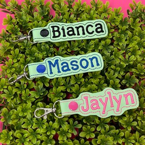 Personalized name tags for Easter baskets, luggage, backpacks, sports bags, Embroidered on Faux Leather