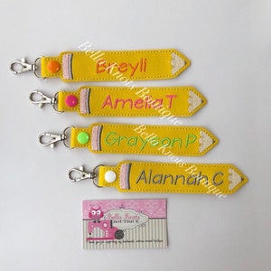 Custom Name Pencil Keychain Backpack Tag