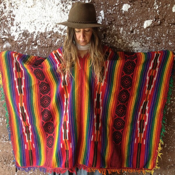 SALE Passion Dust Peruvian Rainbow Wool Poncho