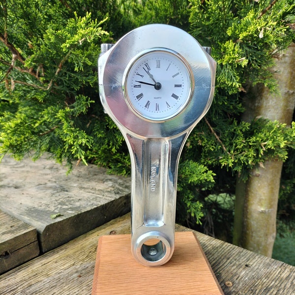 Howard Conrod Clock polished aluminium V8 engine part upcycled and hand made for Petrol Heads Gear Heads