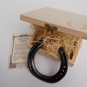 Bridal wedding lucky real horseshoe in wooden presentation case