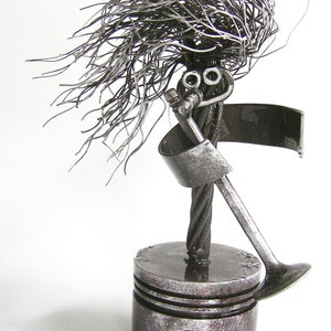 Singer Metal Sculpture &quot;Mike Stand&quot; on piston base