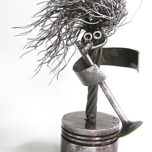 Singer Metal Sculpture Mike Stand on piston base image 1