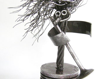 Singer Metal Sculpture "Mike Stand" on piston base
