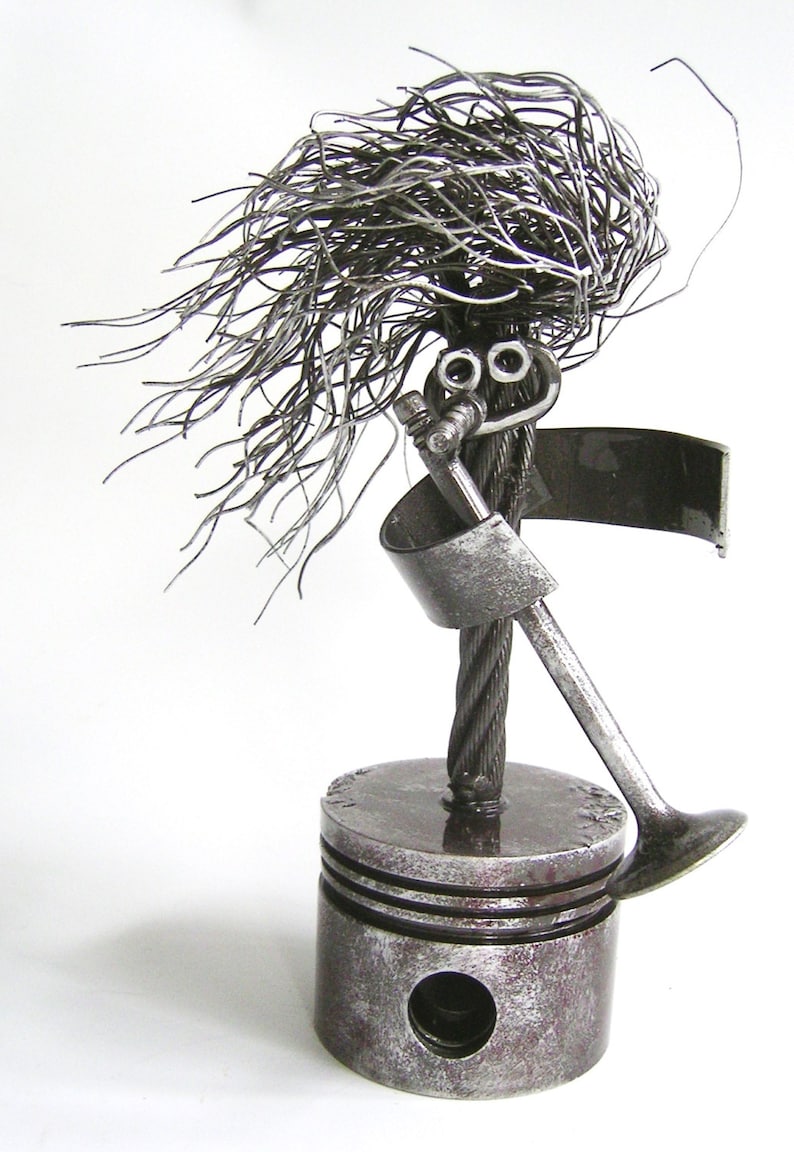 Singer Metal Sculpture Mike Stand on piston base image 1