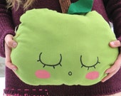Sleeping Apples, green or red pillow. kid bedroom, cushion.