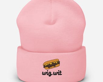 Philly Cheesesteak Wiz Wit Embroidered Cuffed Beanie - Philadelphia Foodie Food Lover Funny Gift Winter Hat