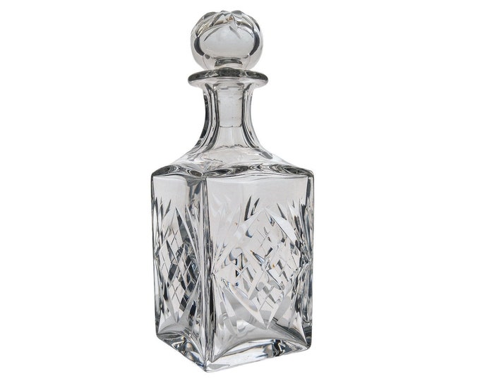 Saint Louis Crystal Whisky Decanter in Chantilly Pattern, Vintage French Barware Decor