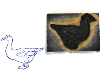 Tampon bois Block Print l’OIE. Les enfants Art & Craft impression cadeau. Animal d’exploitation Français. Décor de chambre d’enfant vintage.
