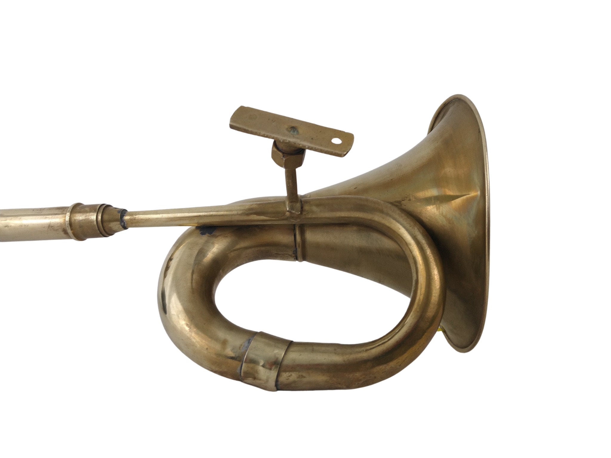 Antique French Brass Car Horn with Rubber Squeeze Bulb, French