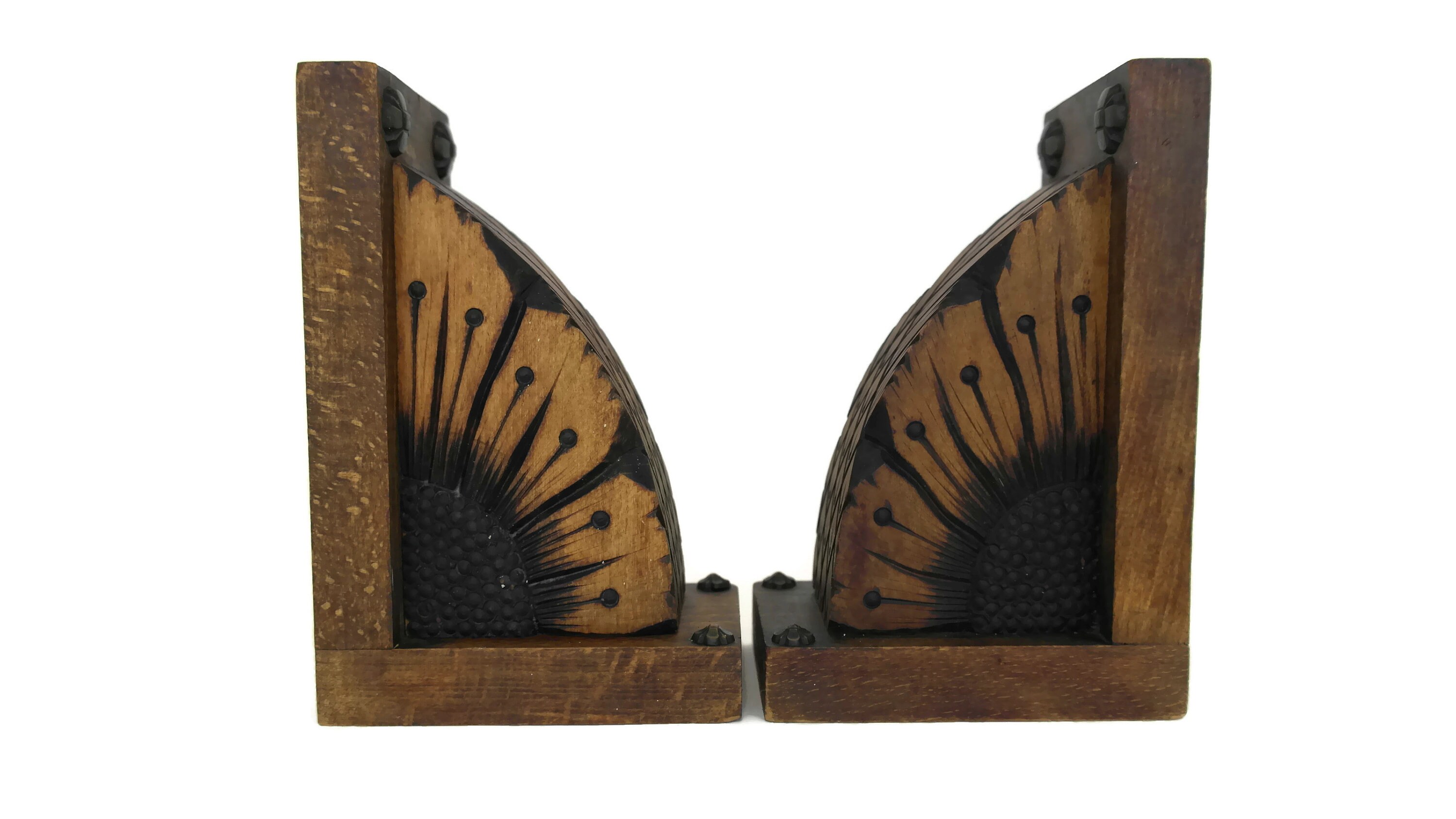 RESERVED Art Deco Sunflower Bookends