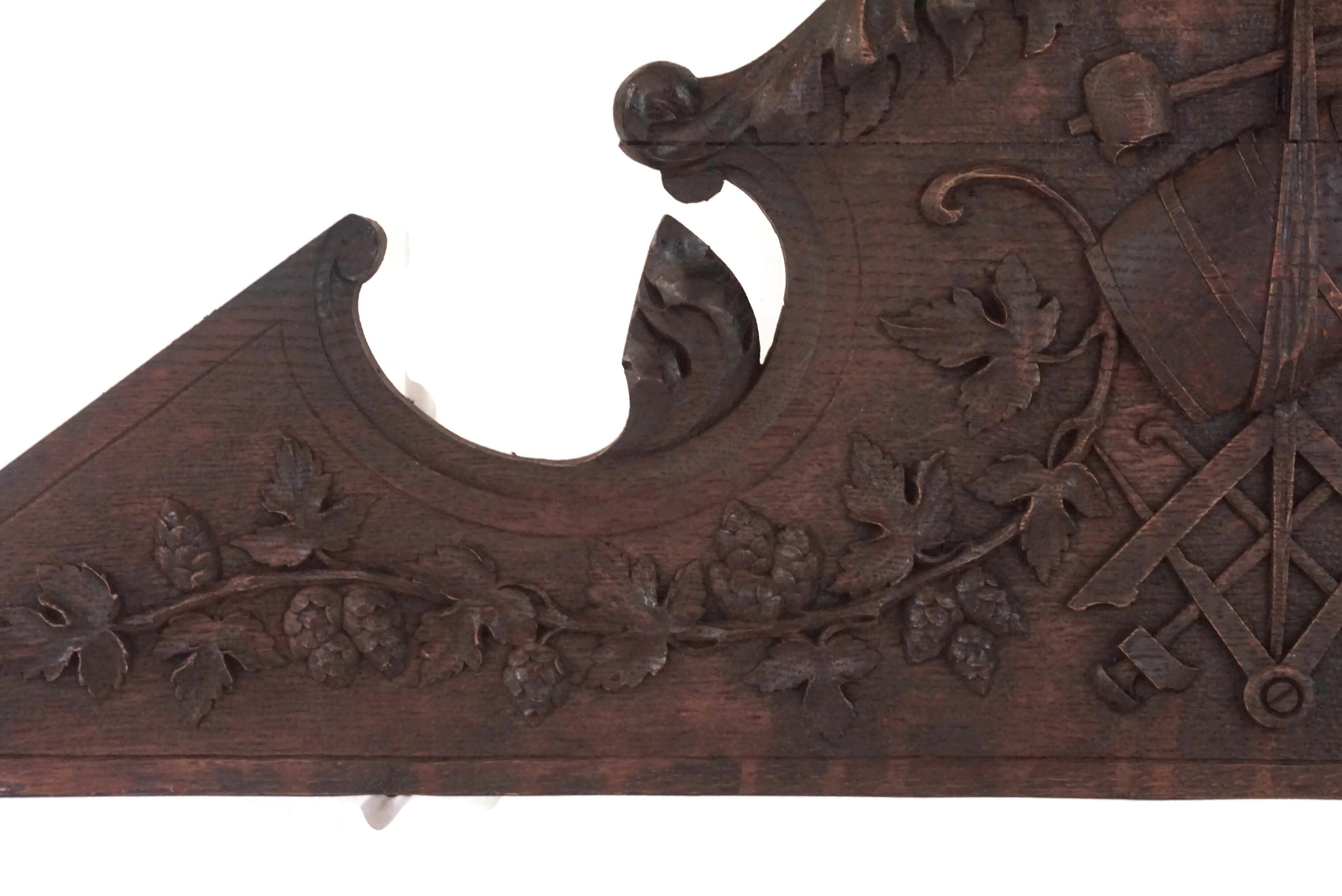 Antique Masonic Carved Wood Pediment, French Free Mason Furniture