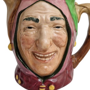 Touchstone Court Jester Pitcher by Royal Doulton, Vintage Majolica Figural Jug image 3