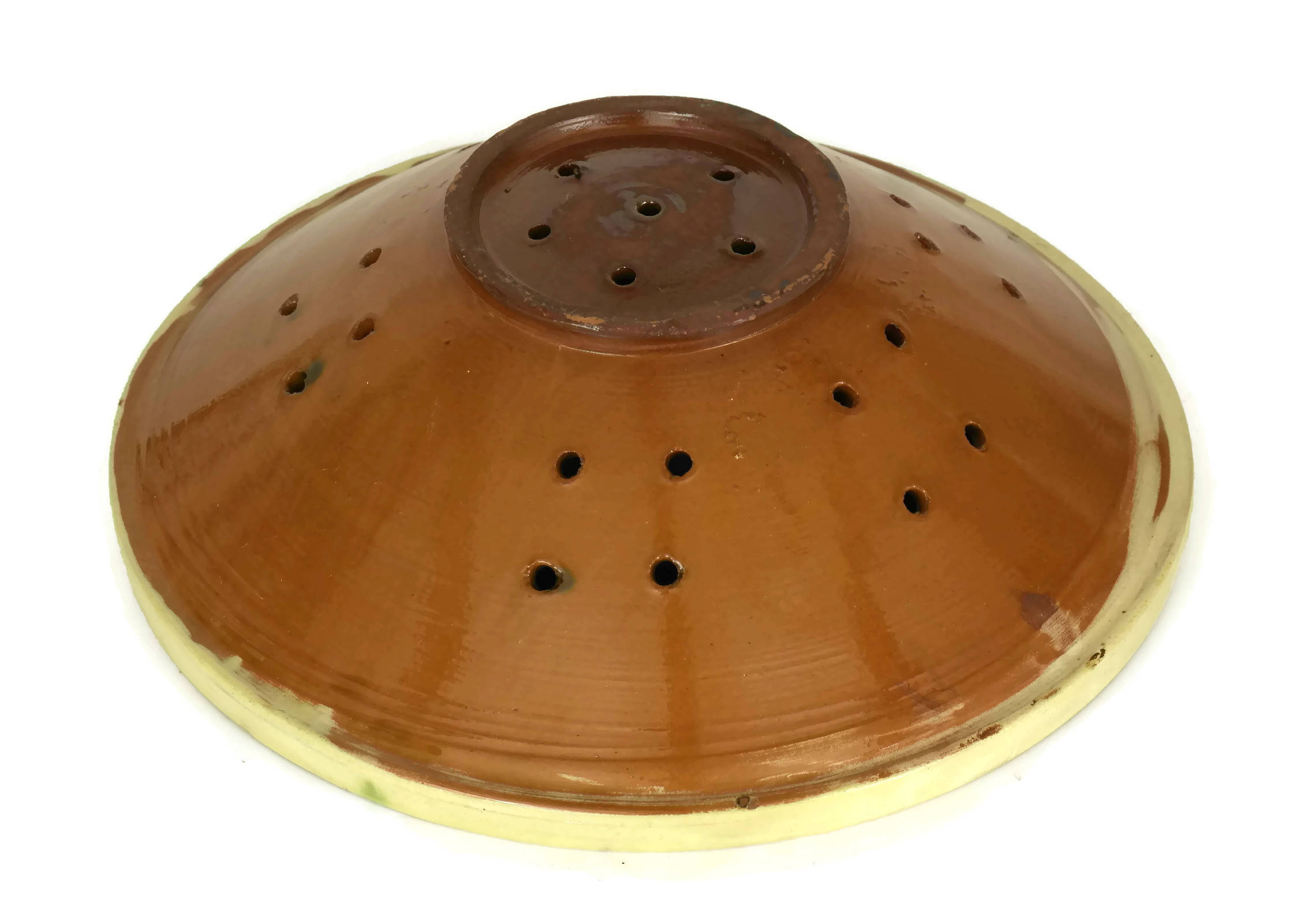 French Green Glazed Pottery Colander.