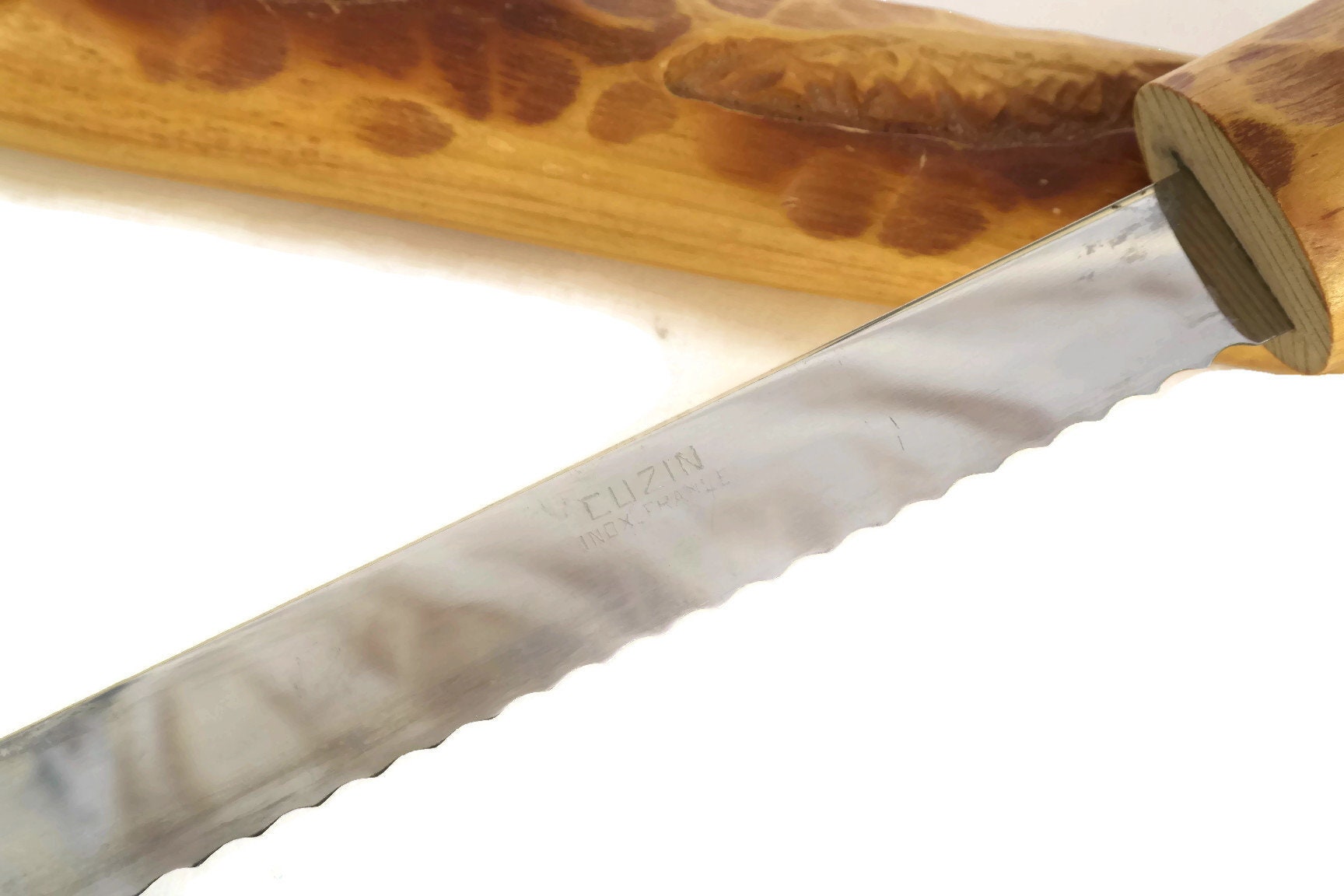 Vintage Wood French Baguette Bread Knife