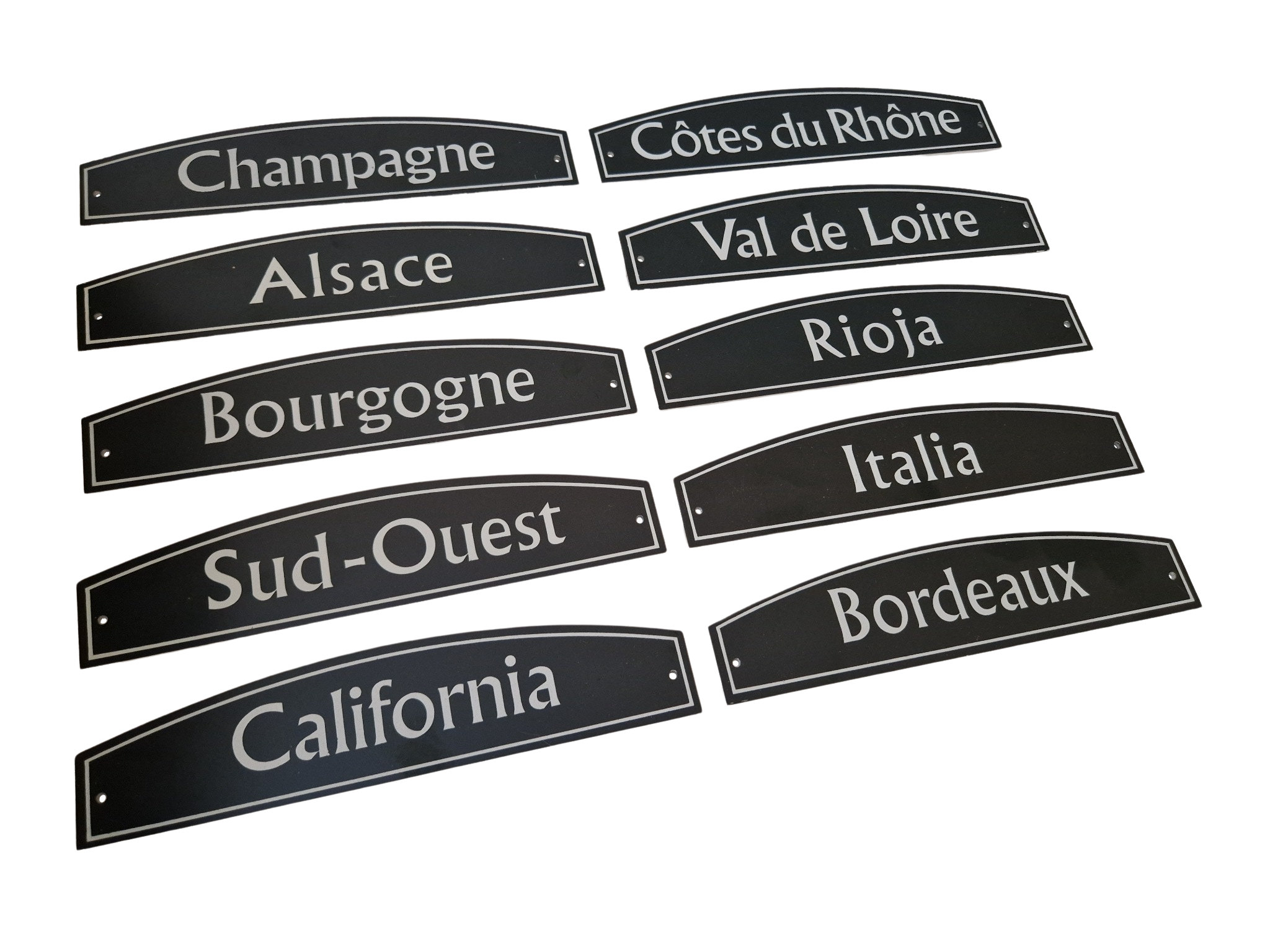 French Wine Bottle Rack Labels, Set of 10, Bar Hanging Signs and Wine