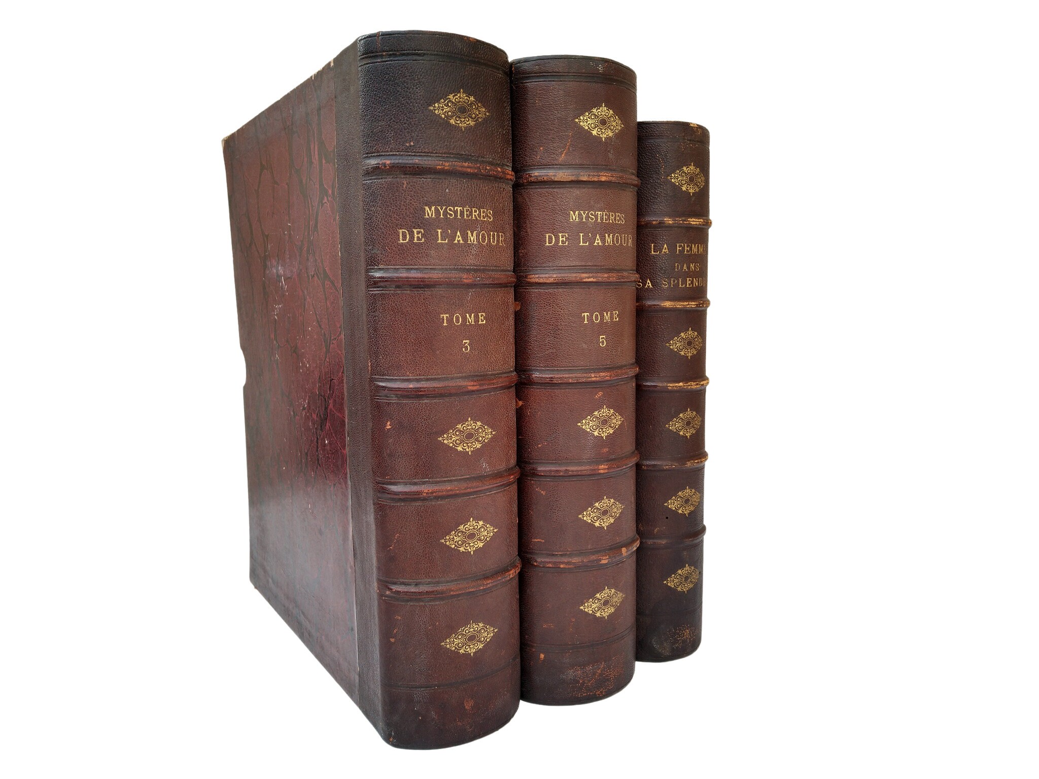 Coffres-Forts de Livres Secrets Anciens, Ensemble 3, Grandes Boîtes Rangement Documents en Trompe-L'